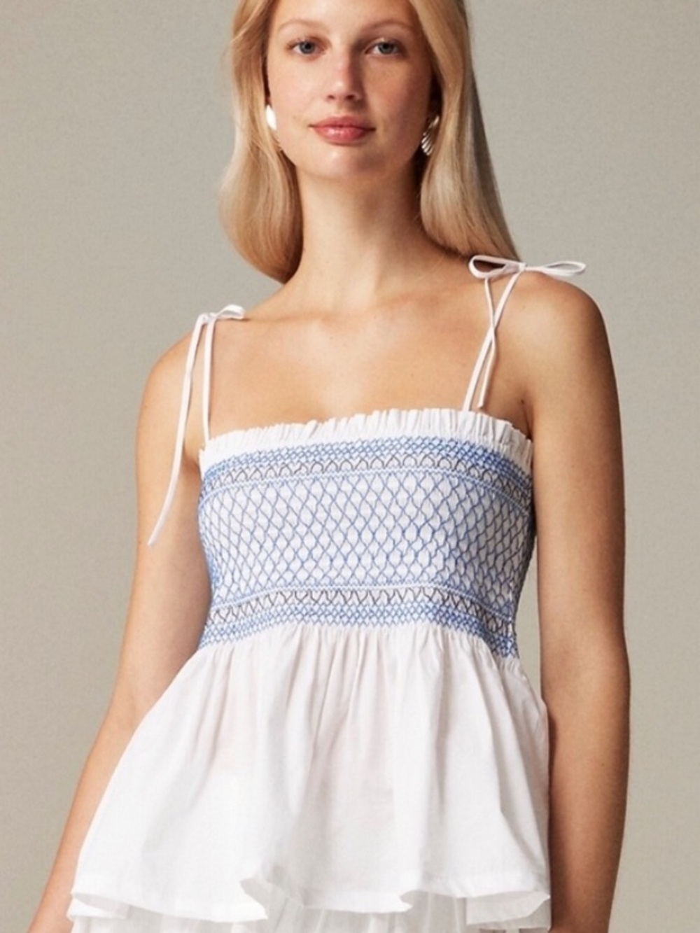 NEW! J. Crew Paloma White Smocked Top Size Medium
